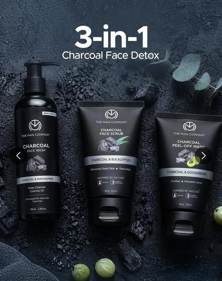 The Man Company Charcoal Express Combo - Face Wash + Face Scrub + Peel-Off Mask