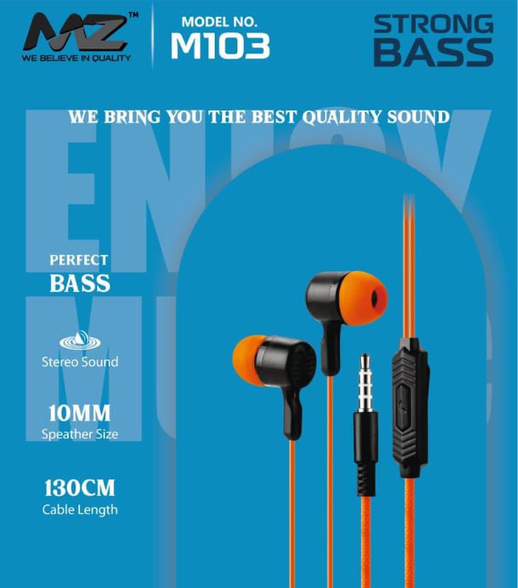 MZ M103 Stereo Music Champ Earphone – Strong Bass Wired Earphones