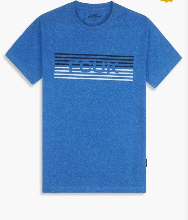 French Connection FCUK Stripe Graphic T-Shirt – Blue