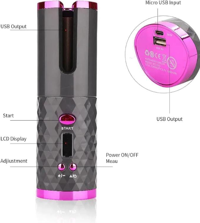 Cordless Automatic Hair Curler - Portable Curling Iron (M3)