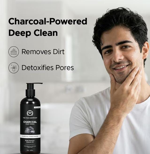 The Man Company Charcoal Face Wash – Charcoal & Niacinamide (Pump Bottle)