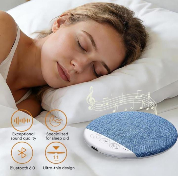 Bluetooth Pillow Speaker – Ultra-Thin White Noise Sleep Aid with Timer