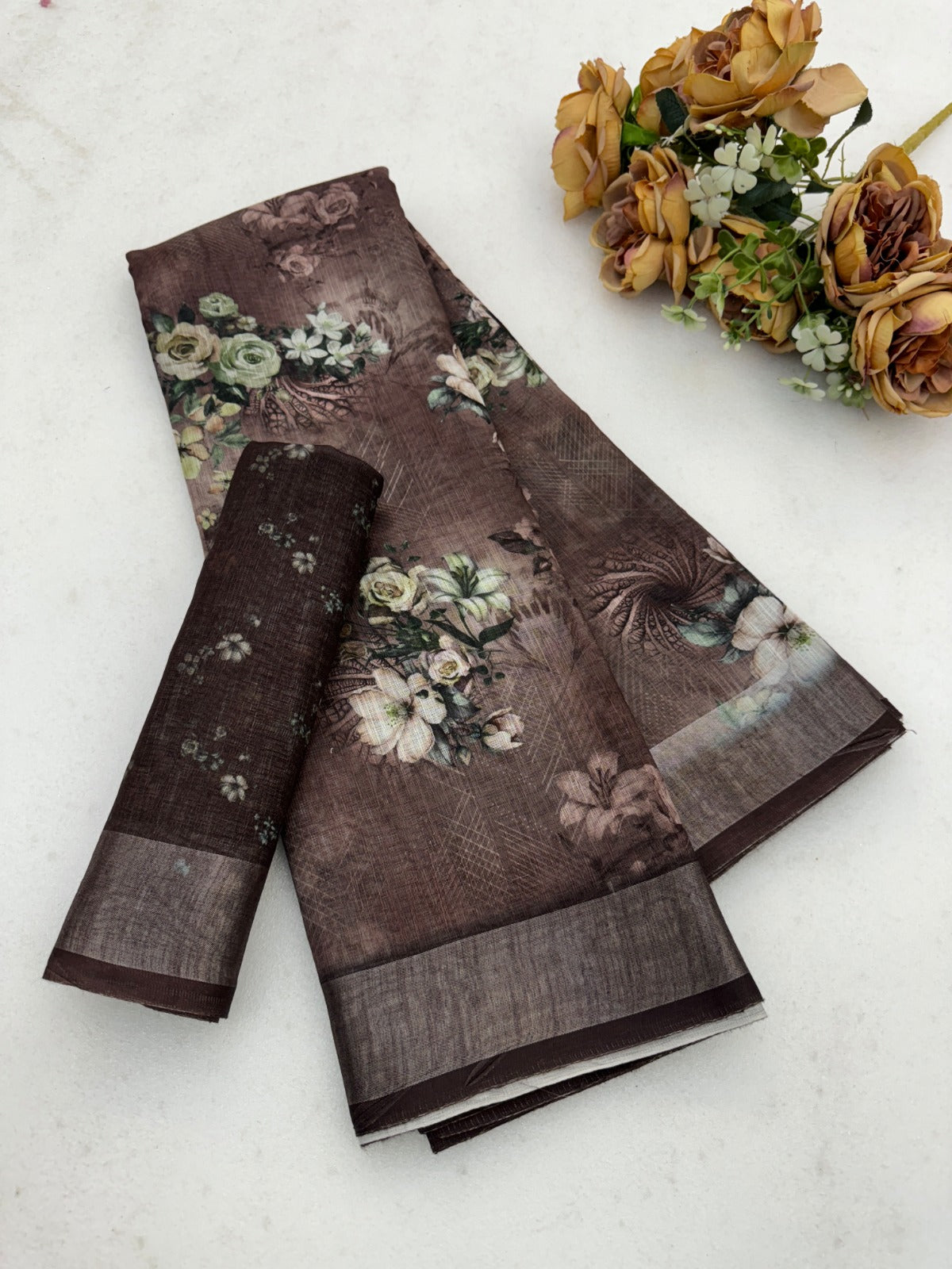 Cotton Linen Digital Print Saree
