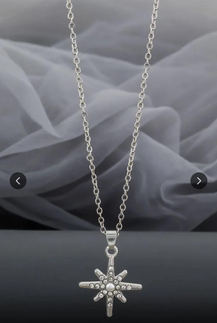 Rhodium Plated Star Pendant Necklace