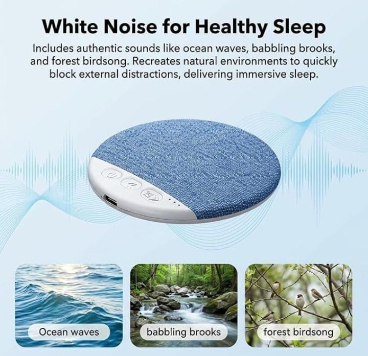Bluetooth Pillow Speaker – Ultra-Thin White Noise Sleep Aid with Timer