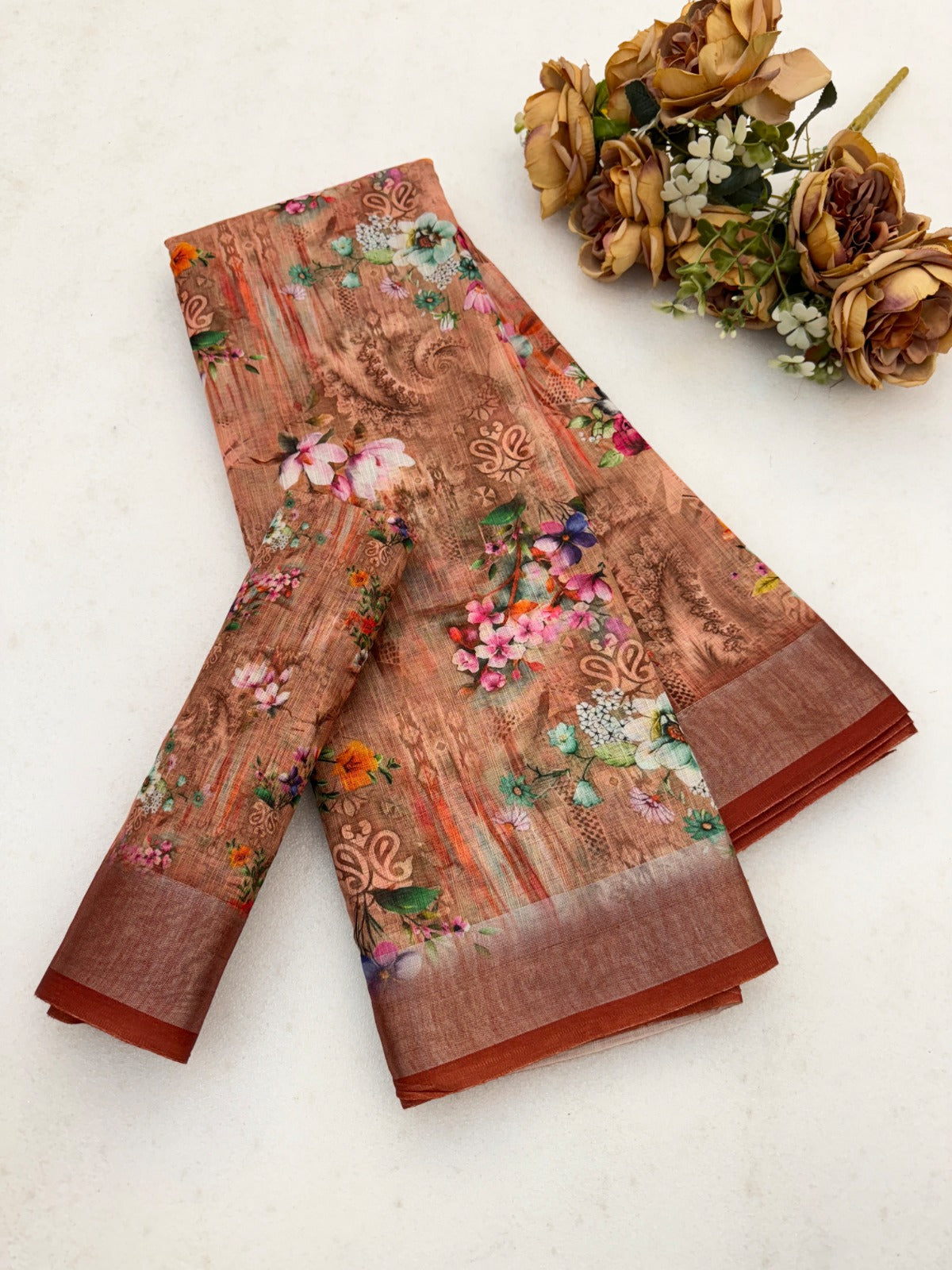 Cotton Linen Digital Print Saree