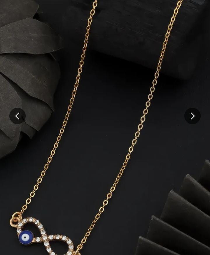 Gold plated evil eye infinity necklace handcrafted