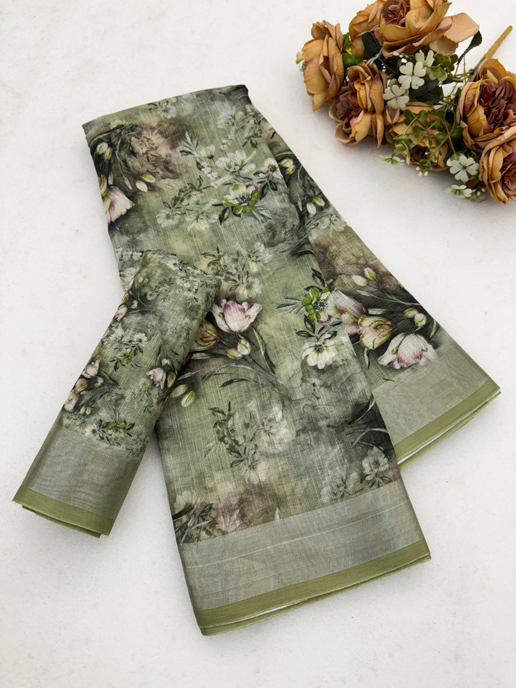Cotton Linen Digital Print Saree