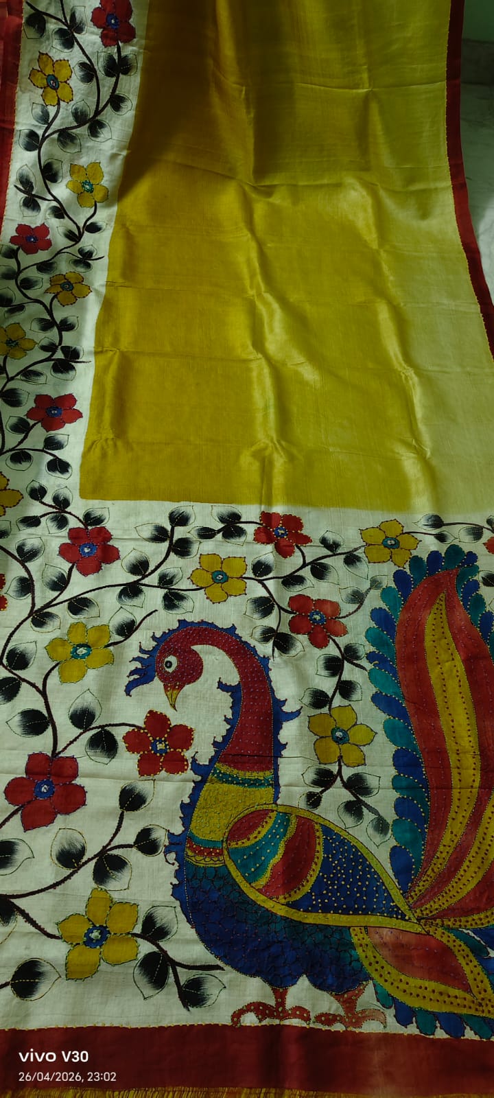 Pure Silk Yellow Saree