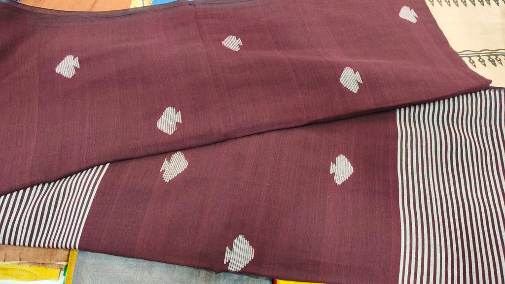 Pure Handloom Handweaving Plain Jamdani Saree