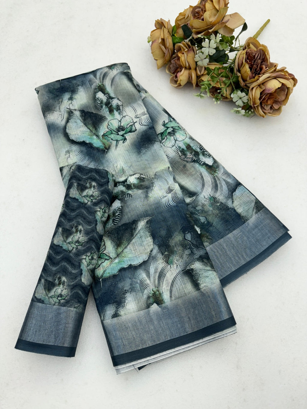 Cotton Linen Digital Print Saree
