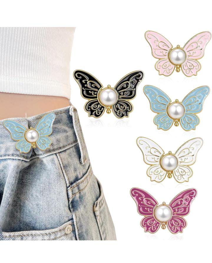 Butterfly pearl button clip in black and white variants