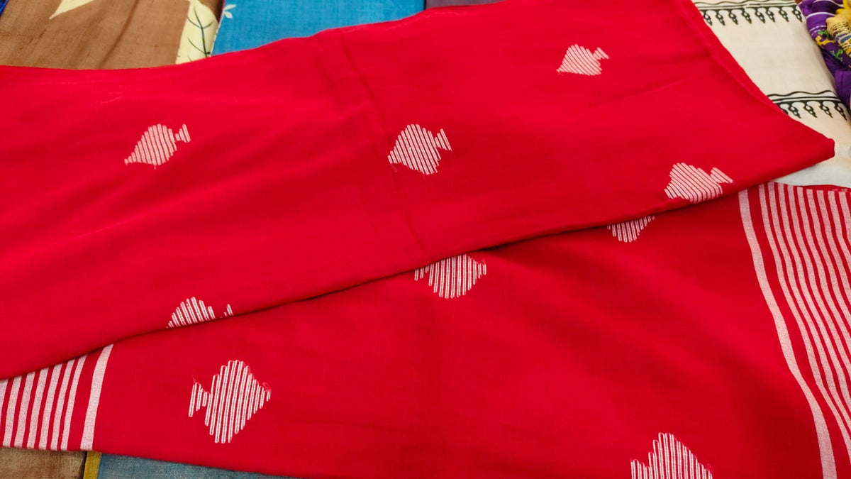 Pure Handloom Handweaving Plain Jamdani Saree