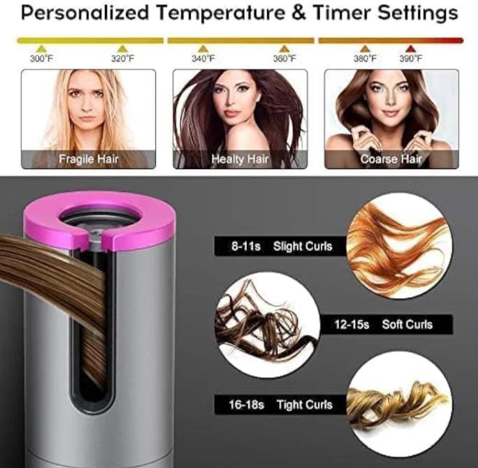 Cordless Automatic Hair Curler - Portable Curling Iron (M3)