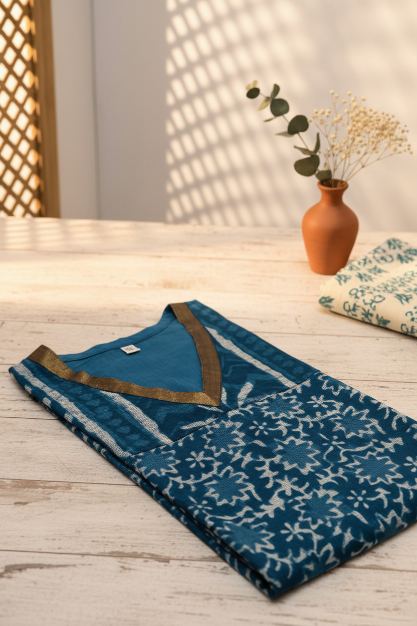 Blue Light Weight Cotton Kurti