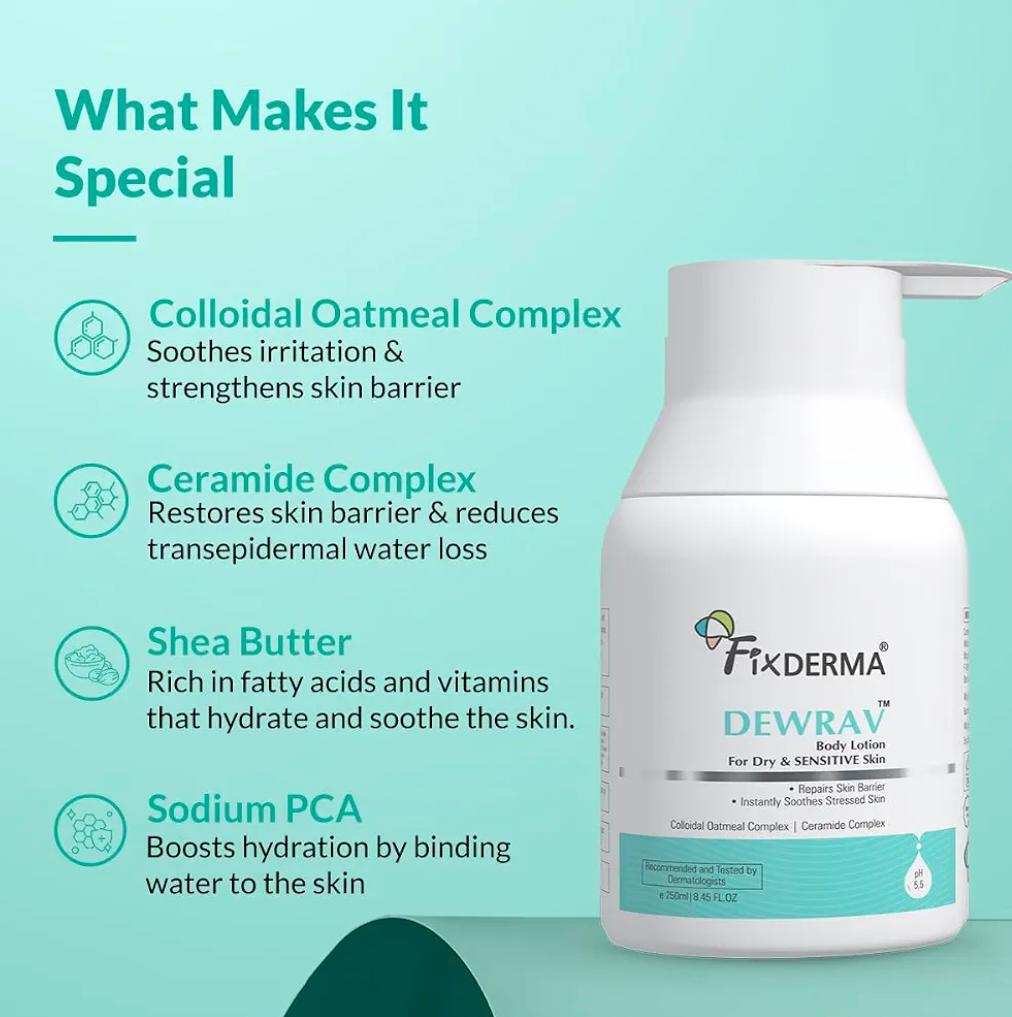 Fixderma Dewrav Body Lotion 250ml – For Dry & Sensitive Skin