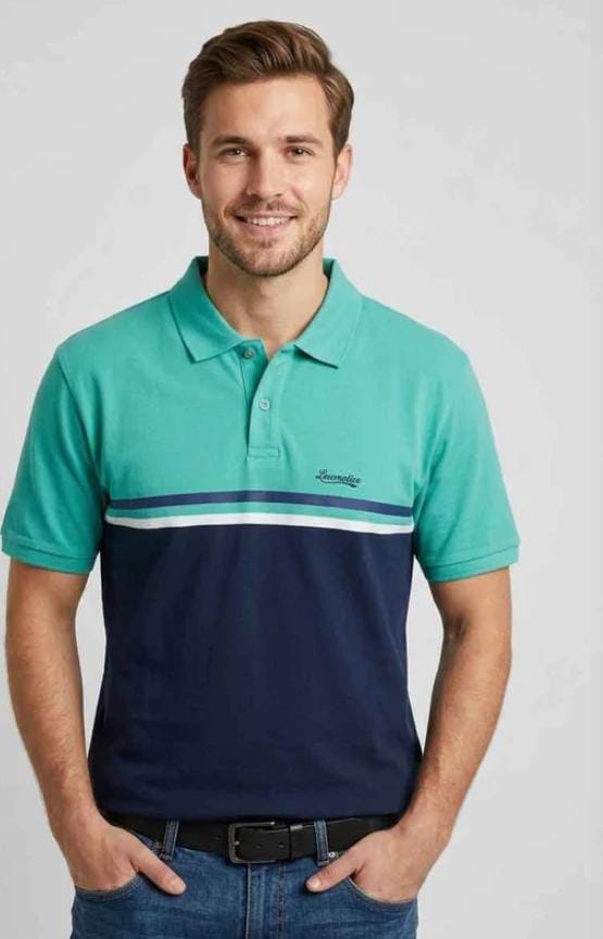 Locomotive Colourblock Pique Polo Shirt – Teal/Navy