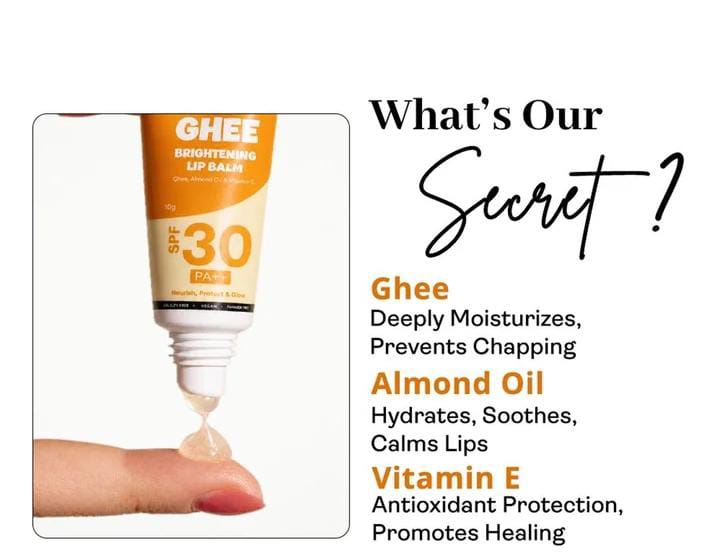 Enn GHEE Lip Balm secret ingredients - Ghee, Almond Oil, Vitamin E
