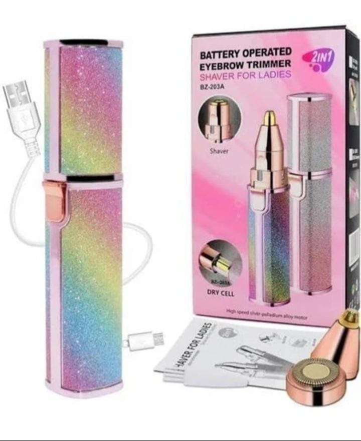 2-in-1 rainbow eyebrow trimmer product presentation
