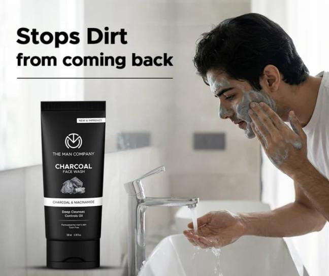 The Man Company Charcoal Face Wash – Charcoal & Niacinamide (Tube)