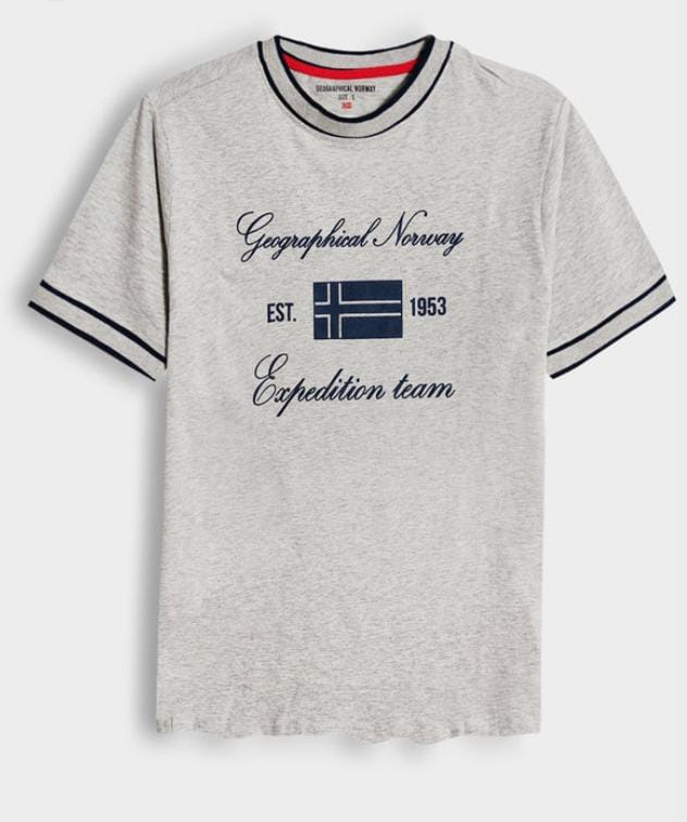 Geographical Norway Expedition Team T-Shirt Grey Melange flat lay