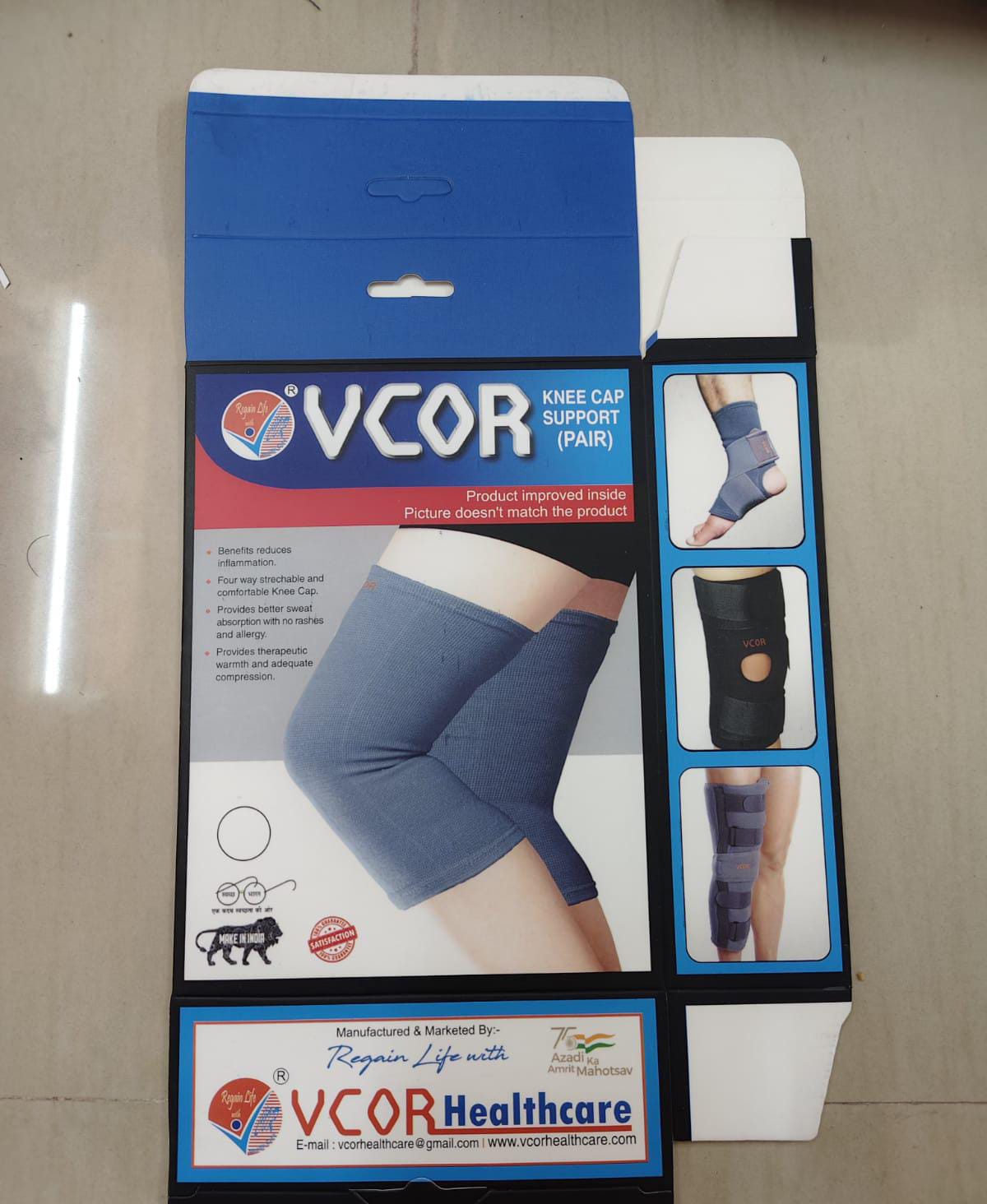 VCOR Knee Cap Support – 4-Way Stretch, Anti-Slip (Pair)