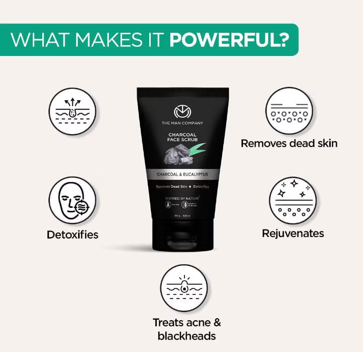 The Man Company Charcoal Face Scrub – Charcoal & Eucalyptus