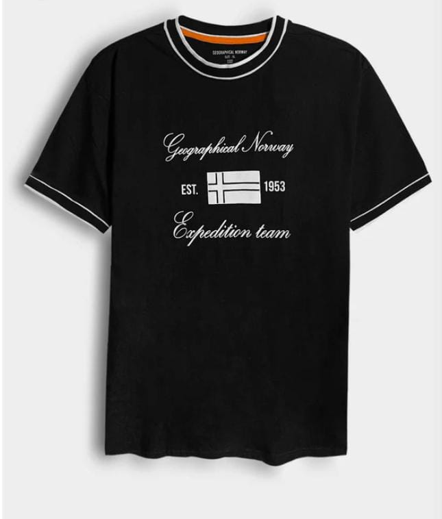 Geographical Norway Expedition Team T-Shirt Black flat lay
