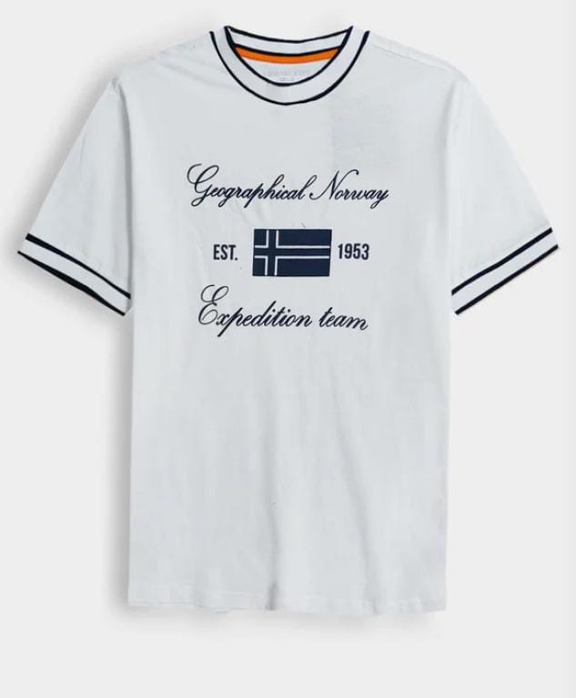 Geographical Norway Expedition Team T-Shirt White flat lay