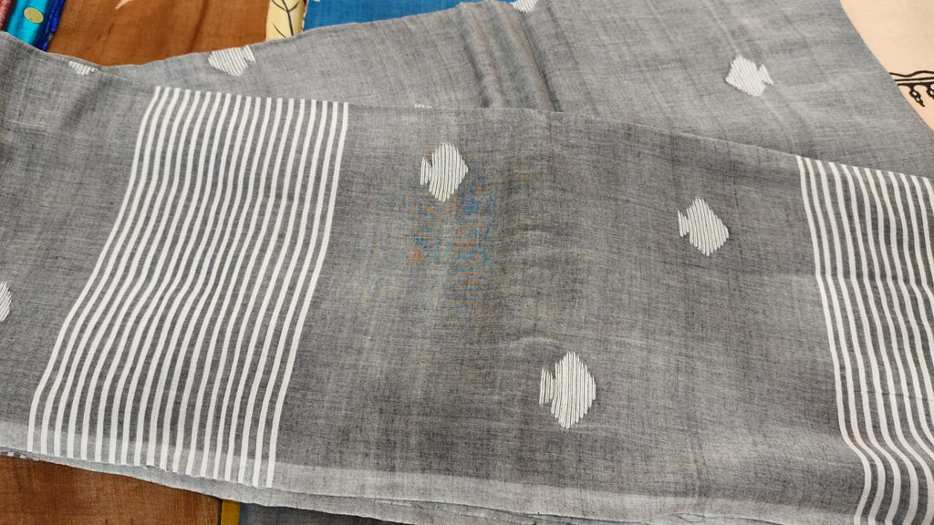 Pure Handloom Handweaving Plain Jamdani Saree