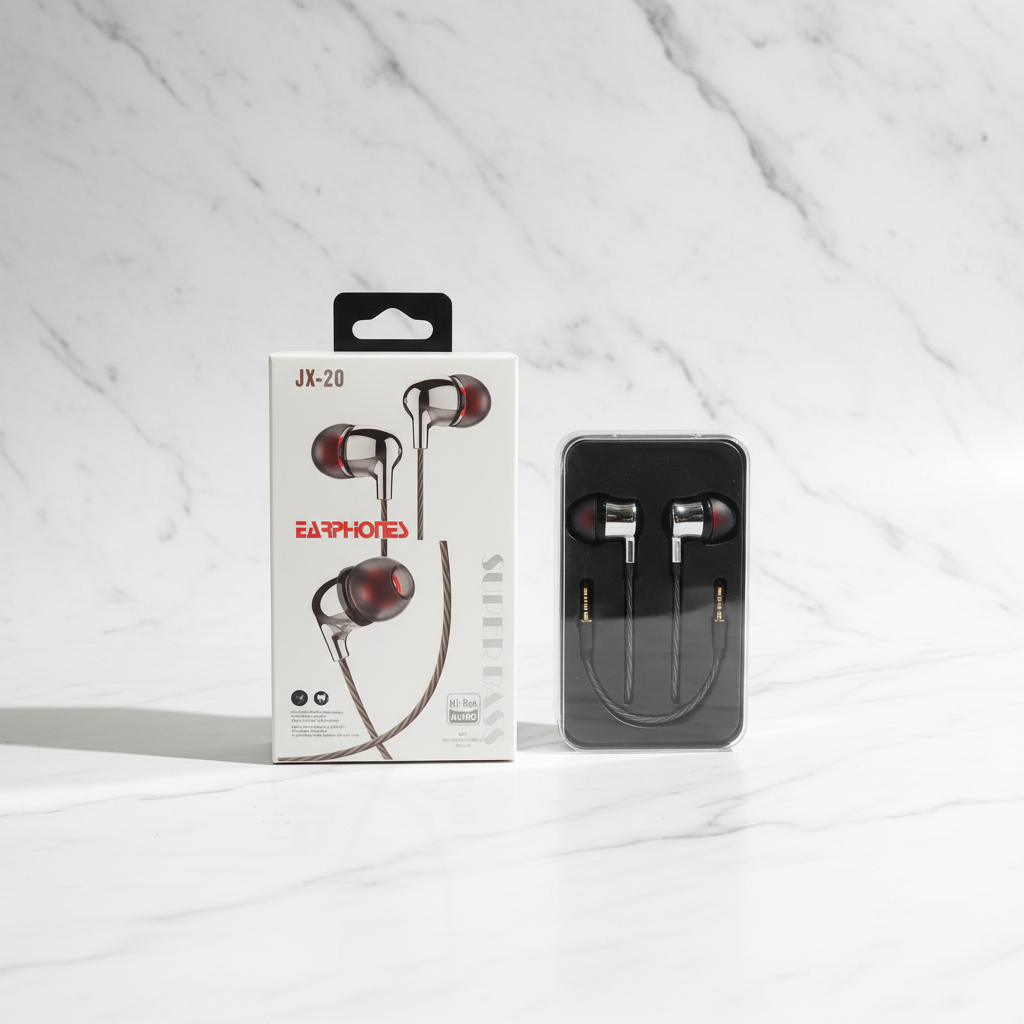 JX-20 Hi-Res Audio Earphones – Super Bass Wired Earphones with Mic