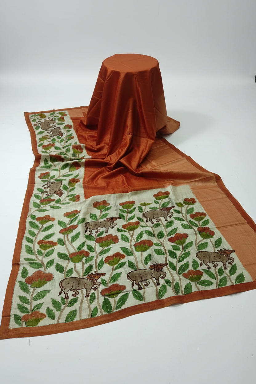 Kalamkari Saree Clean Product Shot