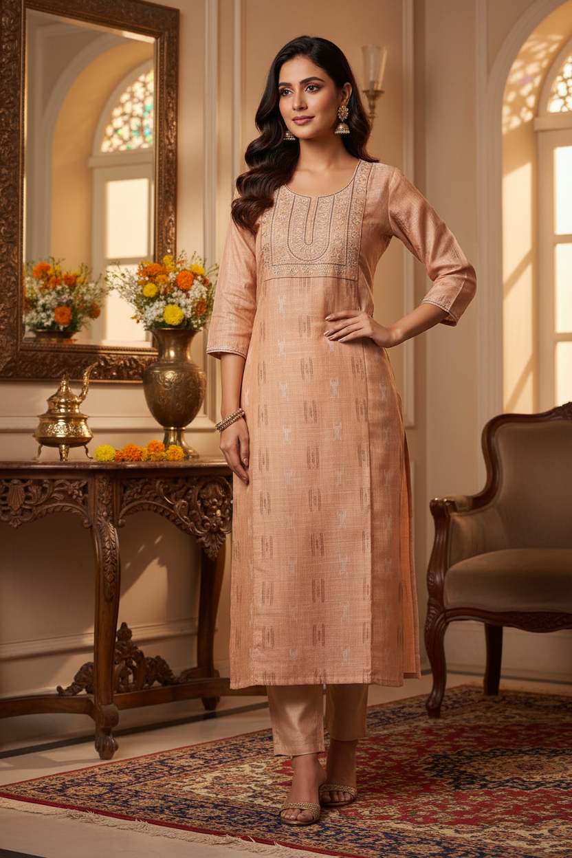 Peach Kurta Lifestyle Image