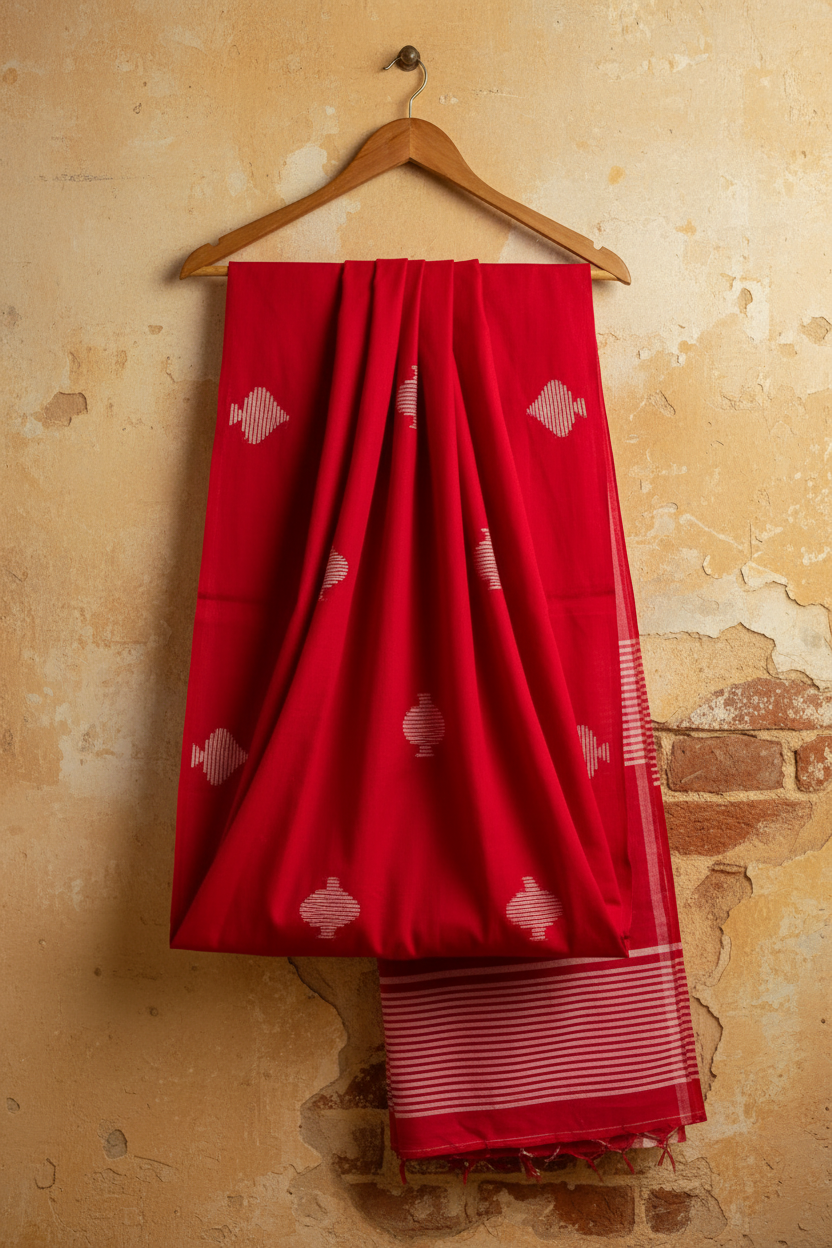 Pure Handloom Handweaving Plain Jamdani Saree